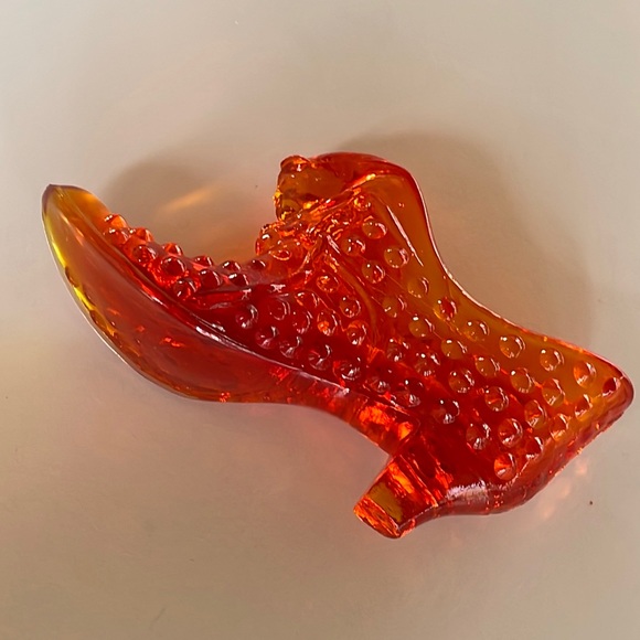 VTG Fenton Amberina Cat Head Glass Shoe - Picture 4 of 6